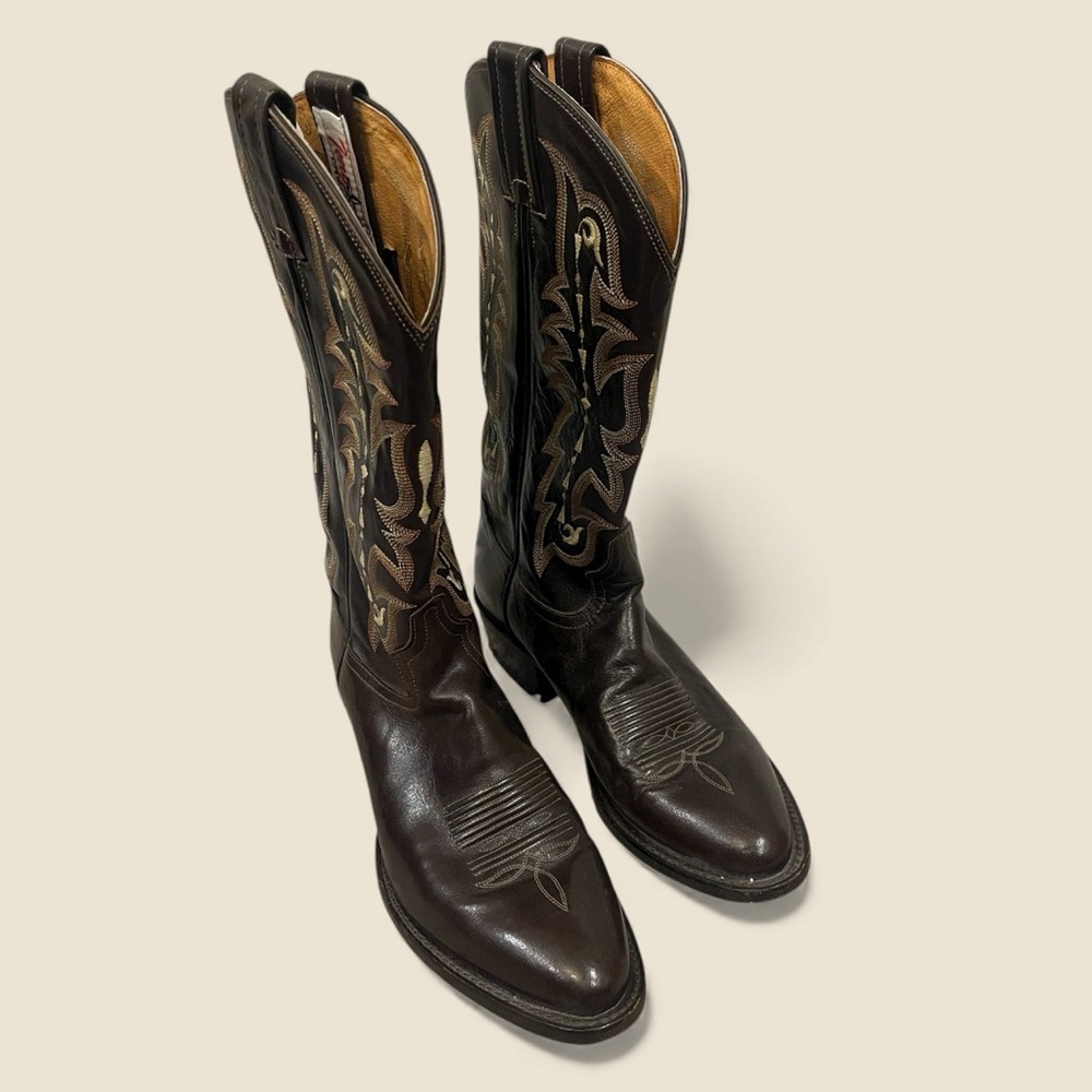 Tony Lama Vintage Brown Leather Western Cowboy Boots